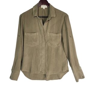 ANTHROPOLOGIE CLOTH & STONE army green button down shirt XS